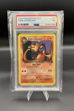 2000 Pokemon Team Rocket Dark Charizard WOTC Unlimited Non-Holo PSA 7 - Image 1