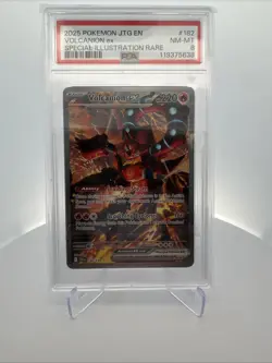 2025 POKEMON JOURNEY TOGETHER SPECIAL ILLUSTRATION RARE #182 VOLCANION EX PSA 8 - Image 1