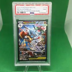 2025 POKEMON MEGA EVOLUTION SPECIAL ILLUSTRATION RARE #179 MEGA LUCARIO EX PSA 9 - Image 1
