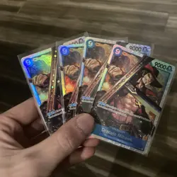 One Piece Romance Dawn Dracule Mihawk OP01-070 NM Foil Super Rare Playset - Image 1
