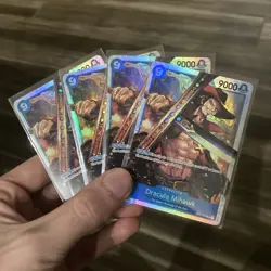 One Piece Romance Dawn Dracule Mihawk OP01-070 NM Foil Super Rare Playset - Image 2