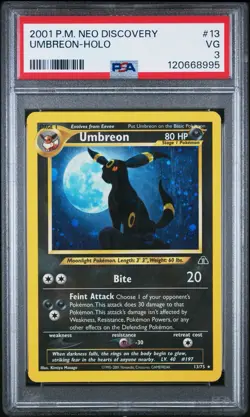 Umbreon Holo Rare 13/75 2001 Pokemon Neo Discovery PSA 3 VG English WOTC - Image 1