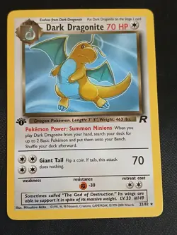Pokemon Dark Dragonite TCG 1st Edition Non-Holo Card 22/82 Near Mint - Image 1
