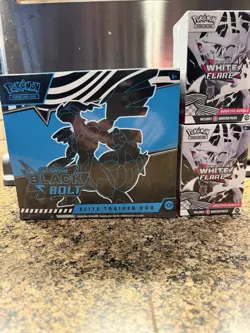Pokemon Black Bolt TCG Elite Trainer Box New And 2 White Flare Booster Bundle - Image 1