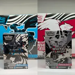 Pokemon S&V Black Bolt and White Flare Elite Trainer Box and Booster Bundle Sets - Image 1