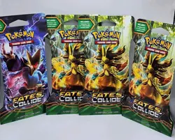 LOT OF FOUR (4) Pokemon XY-Fates Collide Sleeved Booster Packs. Factory Sealed! - Image 1