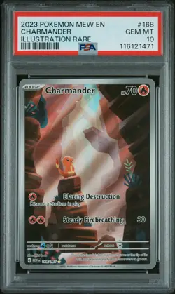 2023 POKEMON MEW EN-151 ILLUSTRATION RARE #168 CHARMANDER PSA 10 - Image 1
