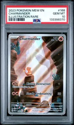 2023 POKEMON MEW EN-151 ILLUSTRATION RARE #168 CHARMANDER PSA 10 - Image 1