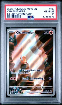 2023 POKEMON MEW EN-151 ILLUSTRATION RARE #168 CHARMANDER PSA 10 - Image 1