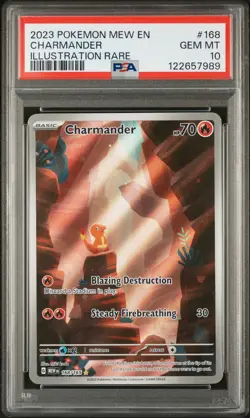 2023 POKEMON MEW EN-151 ILLUSTRATION RARE #168 CHARMANDER PSA 10 - Image 1