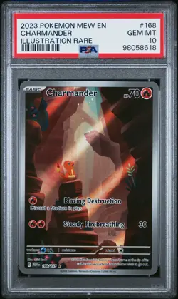 2023 POKEMON MEW EN-151 ILLUSTRATION RARE #168 CHARMANDER PSA 10 - Image 1