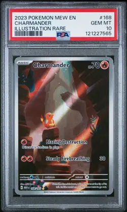 2023 POKEMON MEW EN-151 ILLUSTRATION RARE #168 CHARMANDER PSA 10 - Image 1