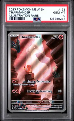 2023 POKEMON MEW EN-151 ILLUSTRATION RARE #168 CHARMANDER PSA 10 - Image 1