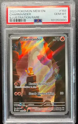 2023 POKEMON MEW EN-151 ILLUSTRATION RARE #168 CHARMANDER PSA 10 - Image 1