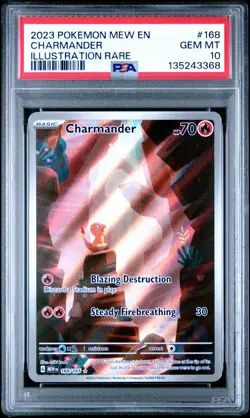 2023 POKEMON MEW EN-151 ILLUSTRATION RARE #168 CHARMANDER PSA 10 - Image 1