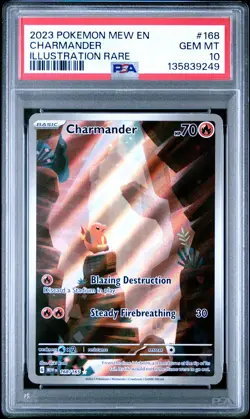 2023 POKEMON MEW EN-151 ILLUSTRATION RARE #168 CHARMANDER PSA 10 - Image 1