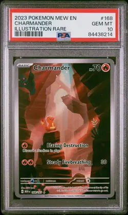 2023 POKEMON MEW EN-151 ILLUSTRATION RARE #168 CHARMANDER PSA 10 - Image 1