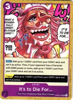 ITS TO DIE FOR OP08-076 UC ONE PIECE Two Legends English Anime Card Game - Image 1