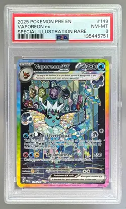 5751 Vaporeon ex 2025 Pokemon SV Prismatic Evolutions - PRE EN #149 PSA 8 - Image 1