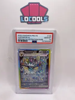 2025 POKEMON PRE EN-PRISMATIC EVOLUTIONS #149 VAPOREON EX PSA 10 SIR - Image 1