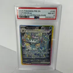 PSA 8 Pokemon Prismatic Evolutions PRE EN SIR Vaporeon EX 149/131 NM/MT!! - Image 1