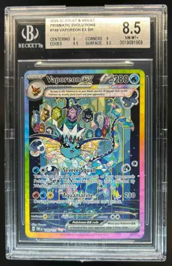 2025 Pokemon SV Prismatic Evolutions PRE EN Vaporeon ex #149/131 BGS 8.5 - Image 1