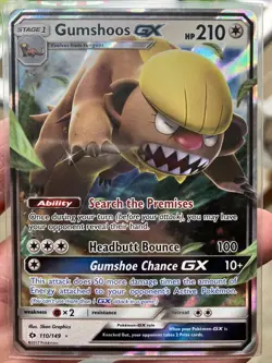 Pokemon Gumshoos GX 110/149 Sun & Moon Base Set Ultra Rare Holo TCG Card clean - Image 1