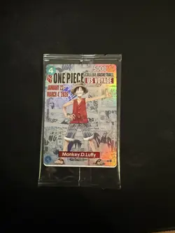 One Piece Monkey D. Luffy US Voyage College Basketball Promo Card Gonzaga SEALED - Image 2