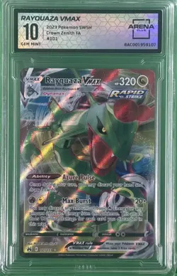 2023 POKEMON SWSH CROWN ZENITH #101 FULL ART/RAYQUAZA VMAX AC 10 Graded - Image 1