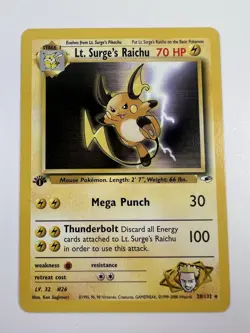 Lt. Surge's Raichu Gym Heroes 1st Edition 28/132 Pokemon Card - Image 1