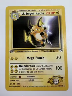 Lt. Surge's Raichu Gym Heroes 1st Edition 28/132 Pokemon Card - Image 2
