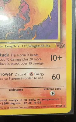 Pokemon Vintage First Edition Non-Holo Rare Flareon 19/64 Jungle WotC - Image 3