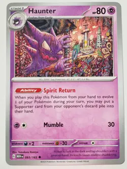 Haunter 093/165 NM / M - 151 Scarlet Violet Pokemon Card - Tomokazu Komiya Art - Image 1