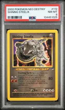 PSA 8 NM-MT 2002 Shining Steelix - 112/105 Neo Destiny Pokemon - Image 1