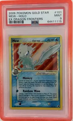 2006 Pokemon Gold Star Mew Holo EX Dragon Frontiers Holo Rare #101 PSA 9 Mint - Image 2
