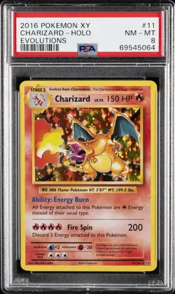 2016 POKEMON XY EVOLUTIONS #11 CHARIZARD-HOLO PSA 8 - Image 1