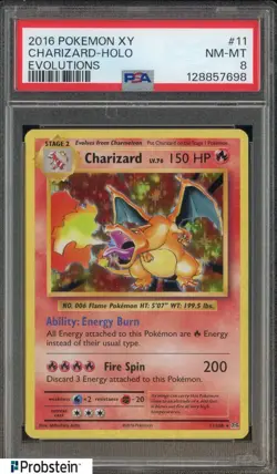 2016 Pokemon XY Evolutions #11 Charizard Holo PSA 8 NM-MT - Image 1