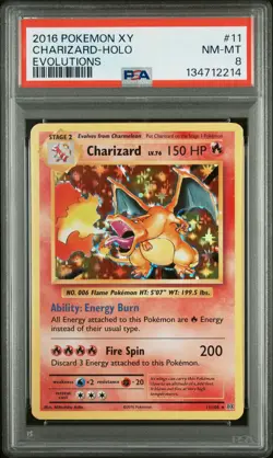 2016 POKEMON XY EVOLUTIONS #11 CHARIZARD-HOLO PSA 8 - Image 1