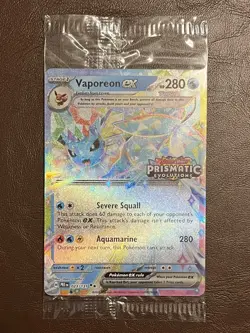 2025 Pokemon SV Prismatic Evolutions Vaporeon Ex 023/131 FACTORY SEALED STAMPED - Image 2
