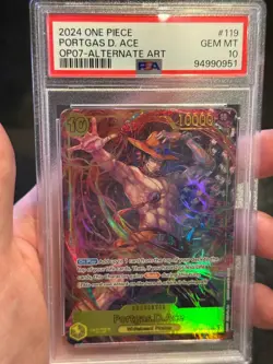 2024 One Piece Portgas D. Ace SEC Secret Alt Art OP07-119 PSA 10 GEM MINT - Image 4
