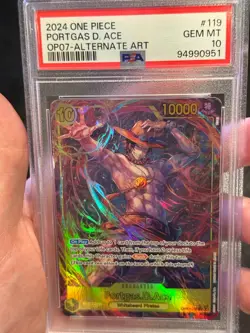 2024 One Piece Portgas D. Ace SEC Secret Alt Art OP07-119 PSA 10 GEM MINT - Image 5