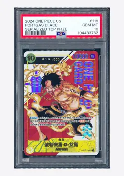 One Piece PSA 10 Portgas D. Ace SEC Promo 2024 OP07-119 Top Prize Chinese - Image 1
