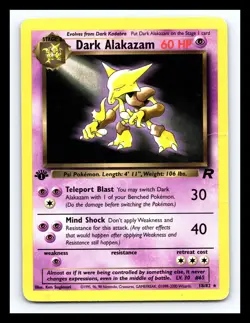 💥 DARK ALAKAZAM 1st Edition Pokemon TCG 2000 Team Rocket Set Non HOLO # 18/82 - Image 1