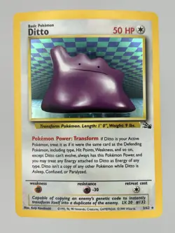 Pokemon Ditto 03/62 TCG Fossil Unlimited : Ditto Holo Rare Card - Image 1