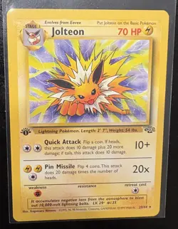 Pokemon TCG Jolteon Jungle 1st Edition Non-Halo Card 20/64 Rare LP - Image 1