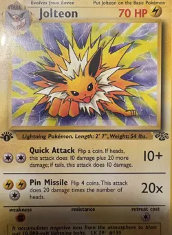 Pokemon TCG Jolteon Jungle 1st Edition Non-Halo Card 20/64 Rare LP - Image 5