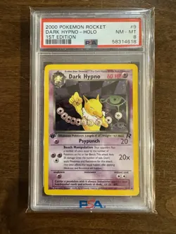 Pokemon Dark Hypno Holo Rare TCG Card 1st Edition 9/82 PSA 8 - Image 1