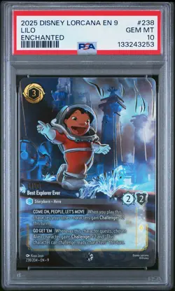 2025 DISNEY LORCANA EN 9-FABLED ENCHANTED #238 LILO BEST EXPLORER EVER PSA 10 - Image 1
