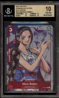 One Piece CCG Nico Robin Premium Coll. 25th Edition ST01-008 BGS 10 Pristine - Image 1