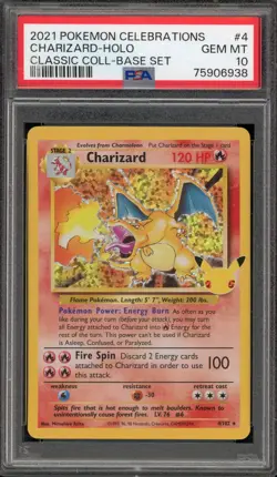 Pokemon Charizard Celebrations Classic Coll. Base Set Holo Rare #4 PSA 10 - Image 1